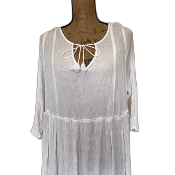 Torrid Ivory White Gauze Crochet Trim Mini Dress Swim Cover Plus Size 3X - Picture 3 of 7